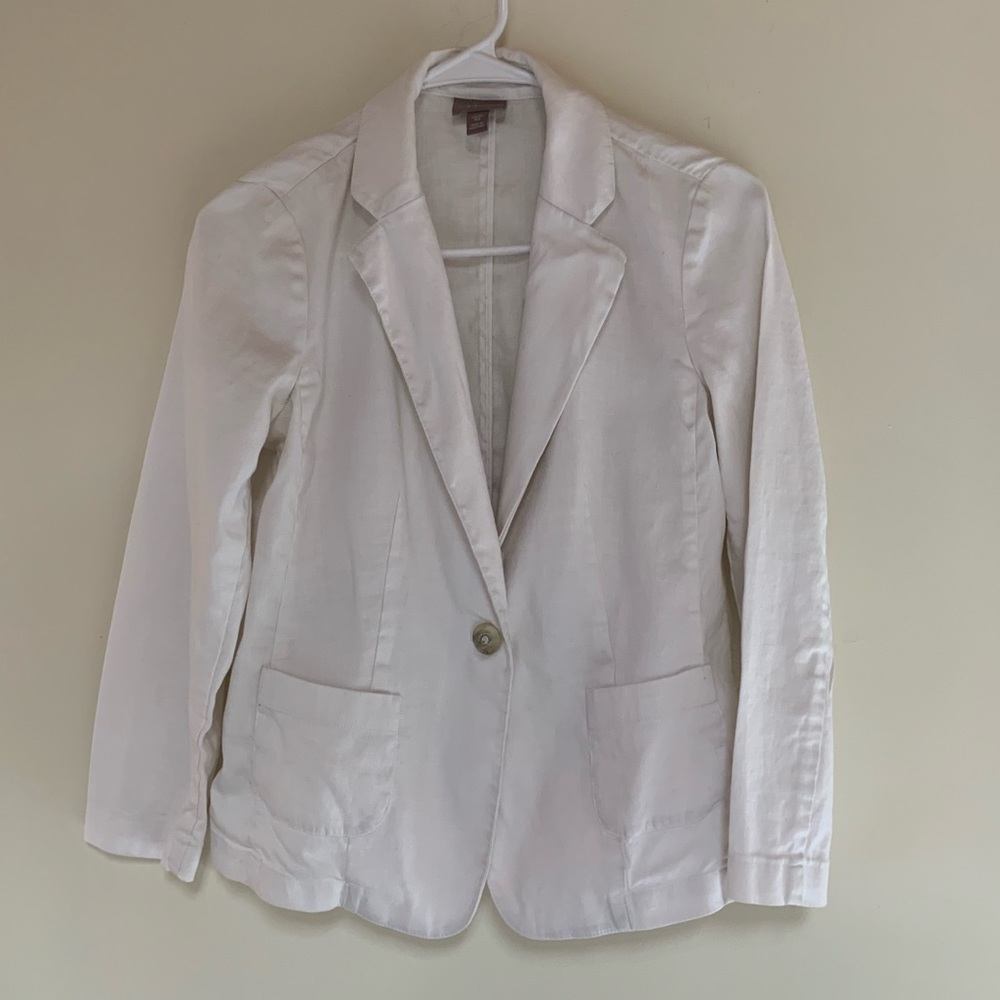 J.Jill White 100% Linen Blazer Single Button